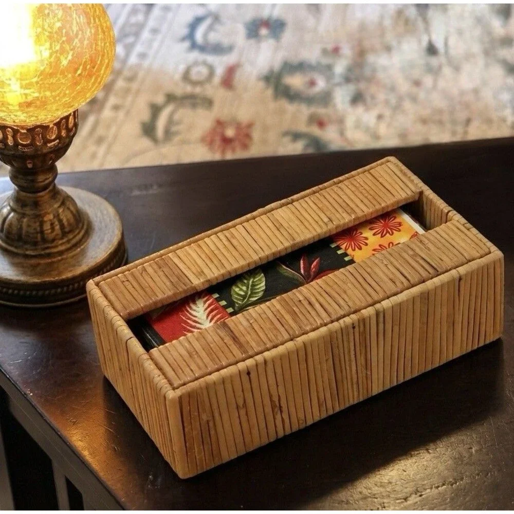 Vintage Bamboo Tissue Box Cover, Boho Chic, Coastal Vibe By DOMAIN Hong Kong